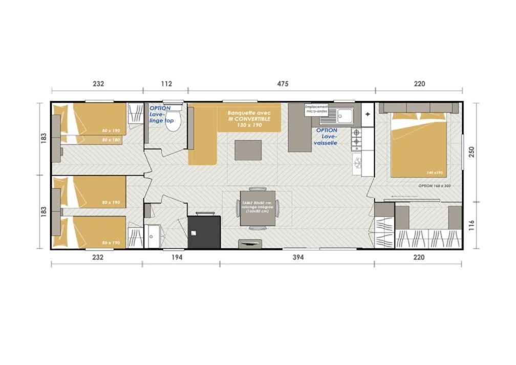 Mobil Home Rainbow, Camping Les Dunes De Contis サン・ジュリアン・アン・ボルヌ 部屋 写真